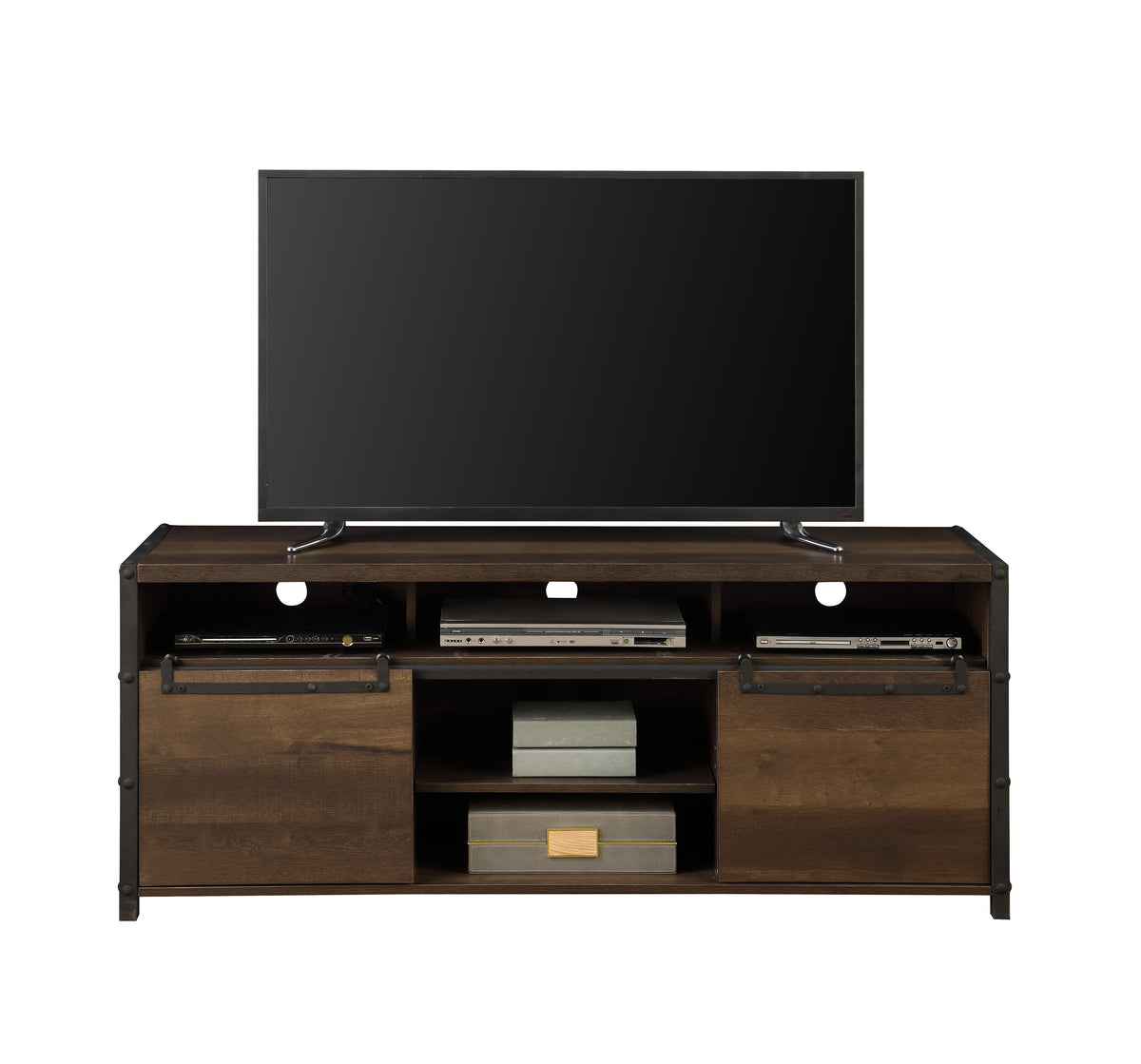 Farmhouse TV Stand - Rustic Oak, Walnut