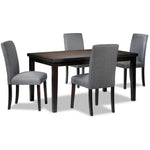 Toby 5-Piece Dinette Set - Espresso and Grey
