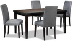 Toby 5-Piece Dinette Set - Espresso and Grey