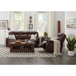 Scorpio Reclining Sofa with Drop Tray - Whiskey Brown