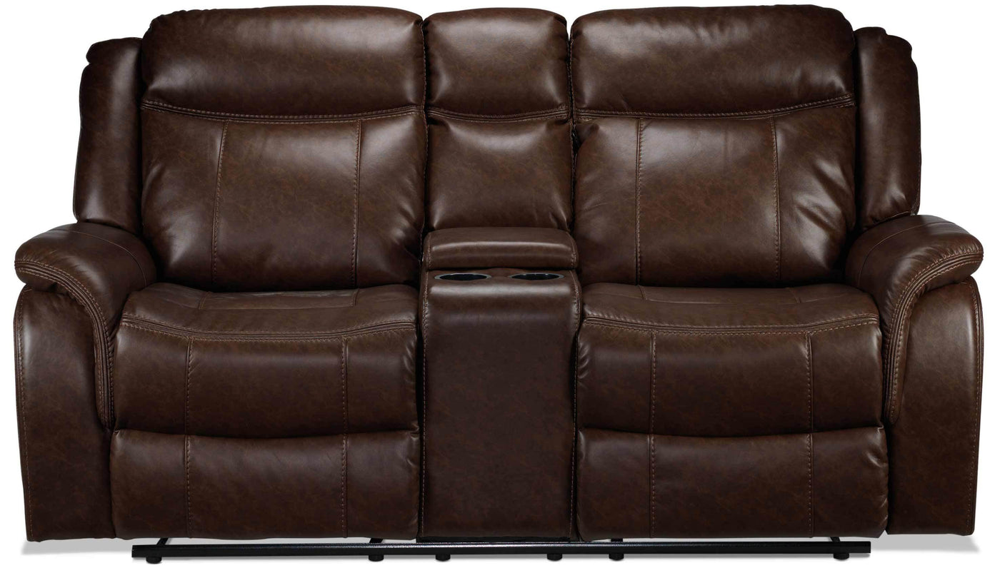 Scorpio Reclining Loveseat with Console - Whiskey Brown