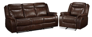 Scorpio Ens. Sofa et fauteuil berçant inclinables – brun whisky