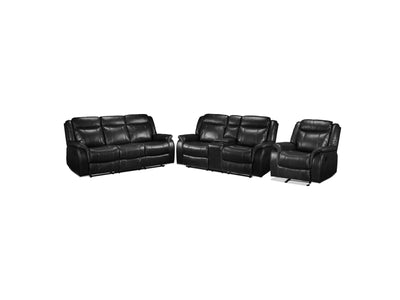 Scorpio Ens. Sofa, causeuse et fauteuil berçant inclinables – noir