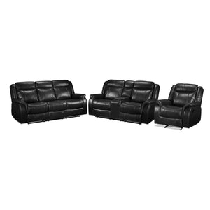 Scorpio Ens. Sofa, causeuse et fauteuil berçant inclinables – noir