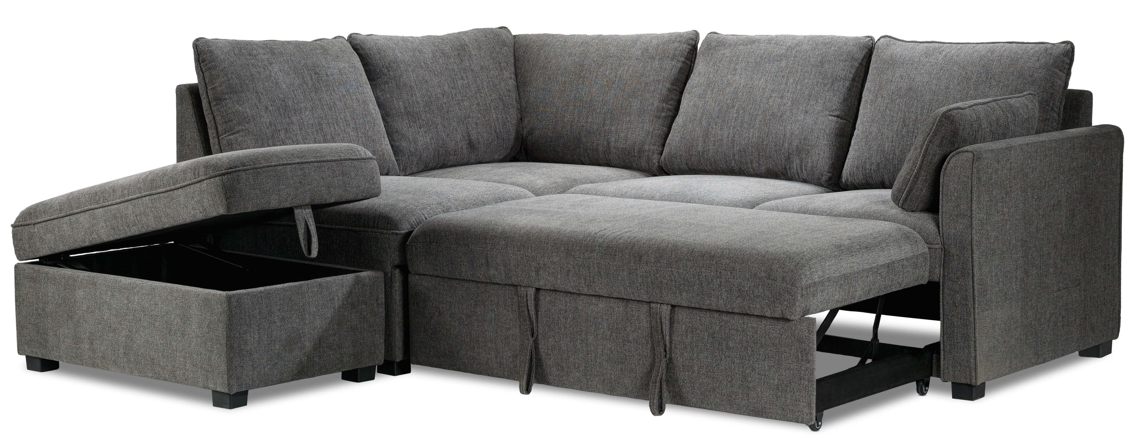Portland 3-Piece Sectional with Right-Facing Pop-Up Bed - Grey
