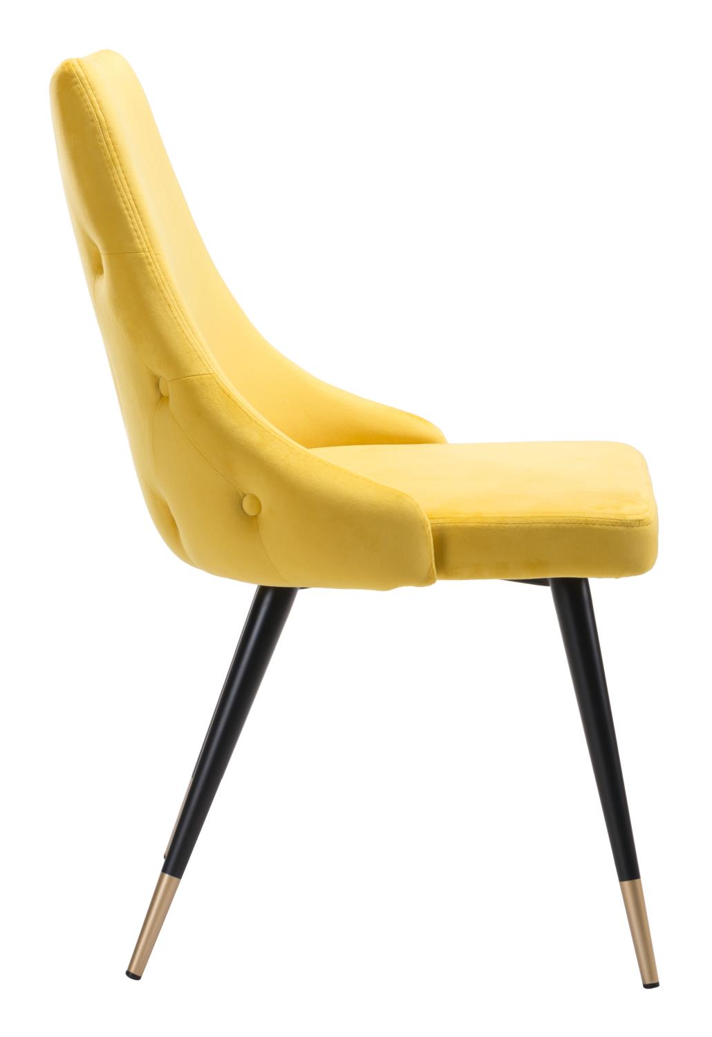 Travis Dining Chair - Yellow Velvet - Set of 2