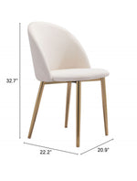 Nezh Elegant Dining Chair - Cream/Gold - Set of 2