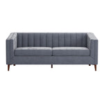 Benagil Channel Stitch Velvet Sofa - Washed Grey / Blue