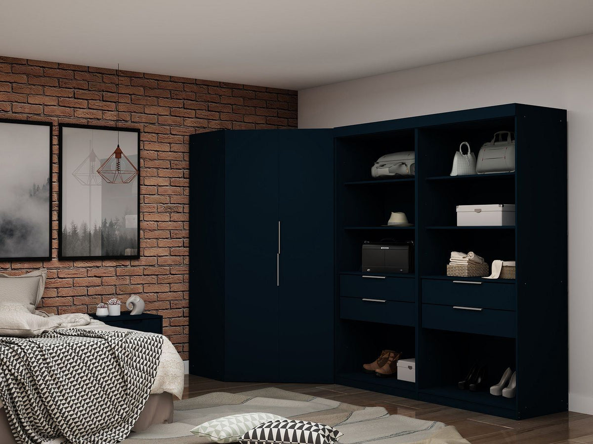Oulu Semi-Open 3-Piece Modular Corner Wardrobe - Midnight Blue