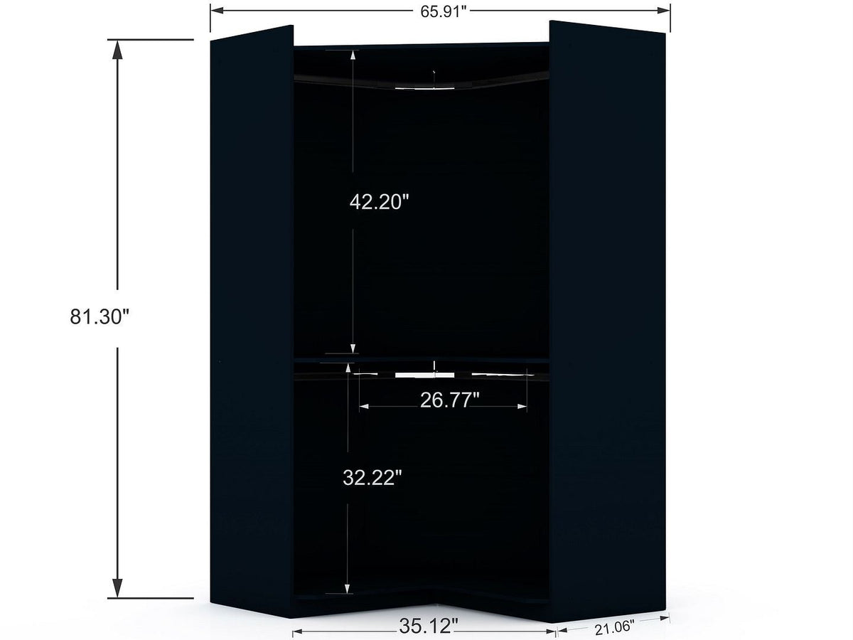 Oulu Semi-Open 3-Piece Modular Corner Wardrobe - Midnight Blue