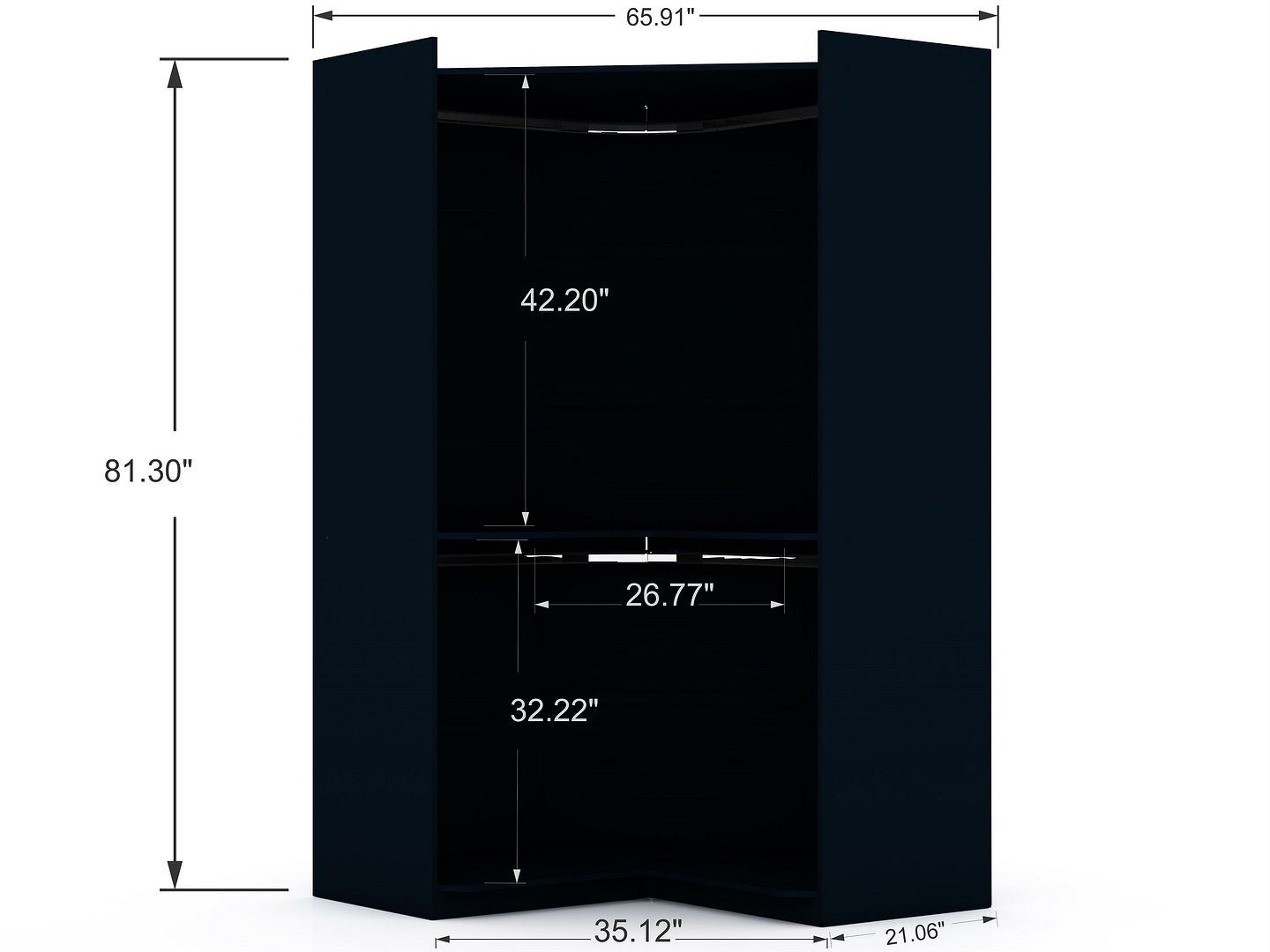 Oulu 3-Piece Modular Corner Wardrobe - Midnight Blue