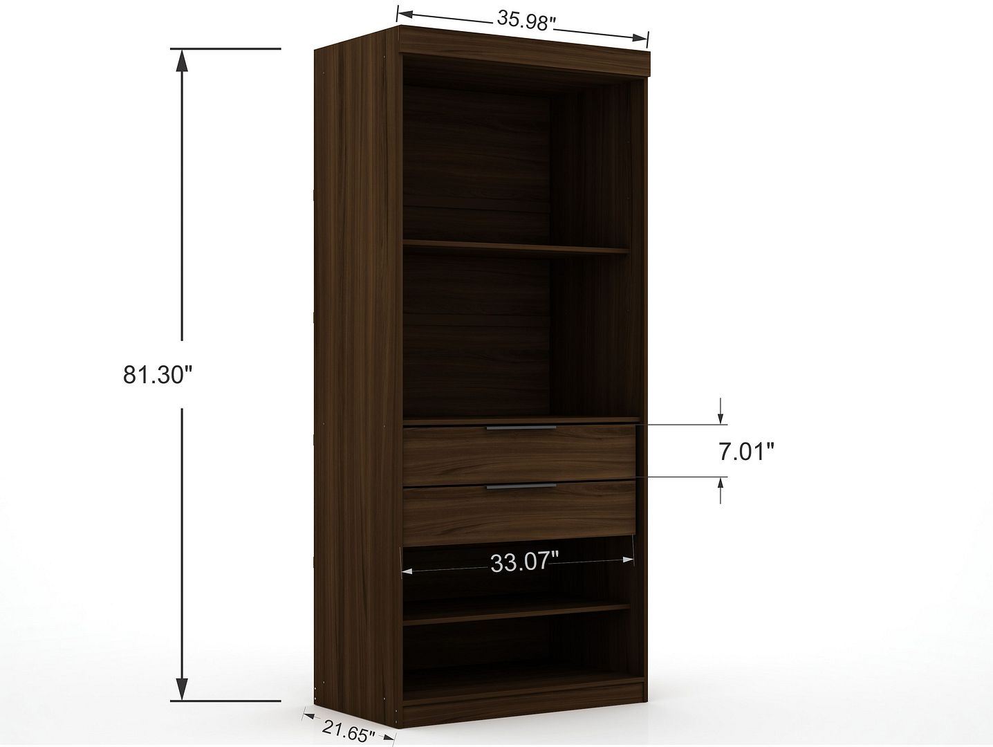 Oulu 2-Piece Modular Wardrobe - Brown