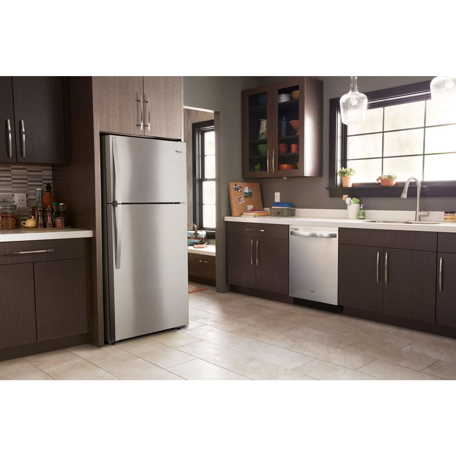 Whirlpool 28" 14 Cu. Ft. Monochromatic Stainless Steel Top-Freezer Refrigerator - WRT134TFDM