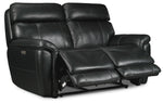Stallion Leather Dual Power Reclining Sofa, Loveseat and Chair Set - Midnight Black