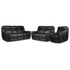 Stallion Ens. Sofa, causeuse et fauteuil inclinables électriques à double inclinaison en cuir – nuit noire