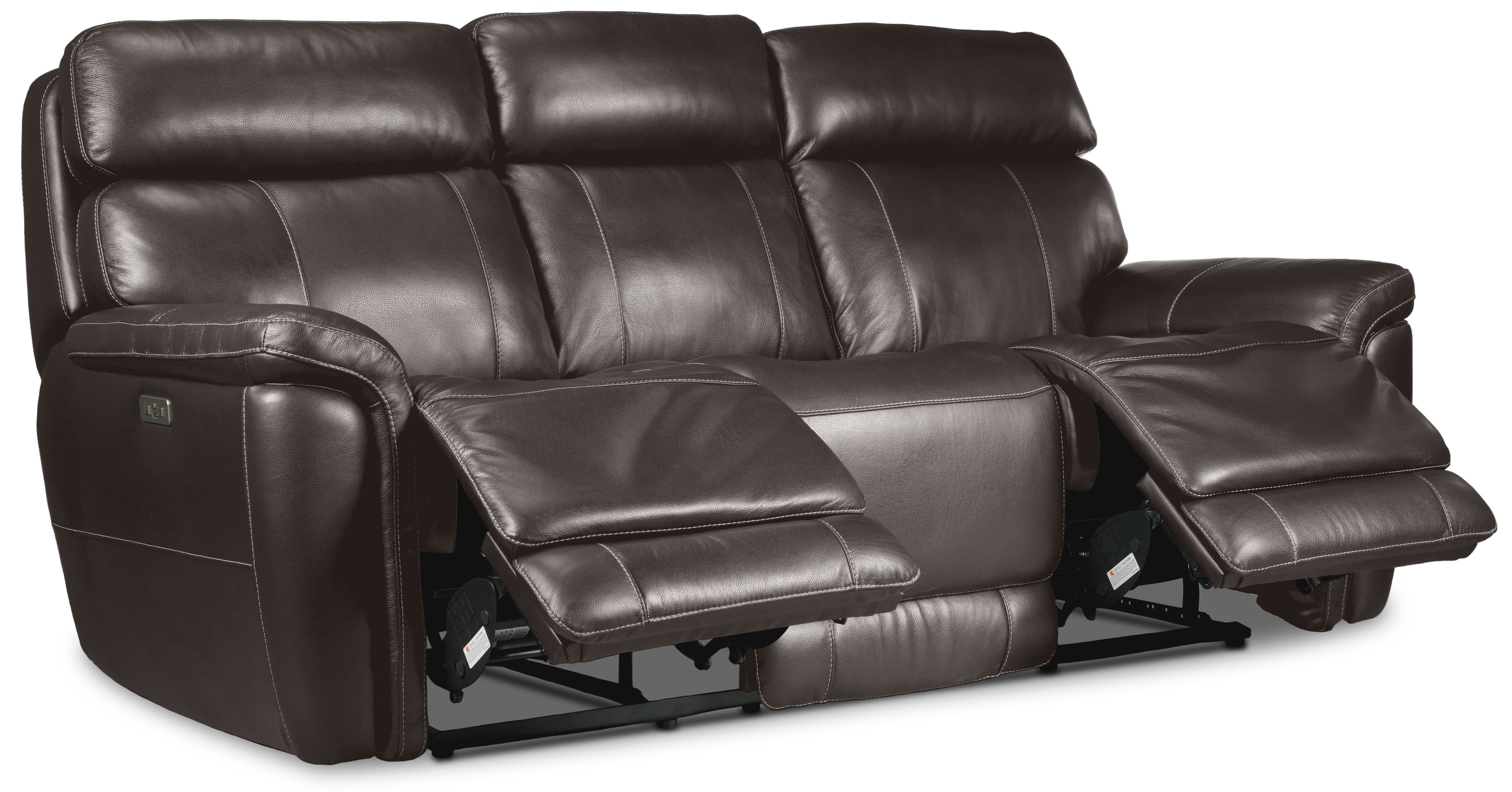 Stallion Leather Dual Power Reclining Sofa and Chair Set - Dark Grey