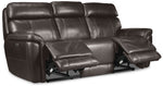 Stallion Leather Dual Power Reclining Sofa, Loveseat and Chair Set - Dark Grey