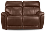 Stallion Leather Dual Power Reclining Loveseat - Chestnut
