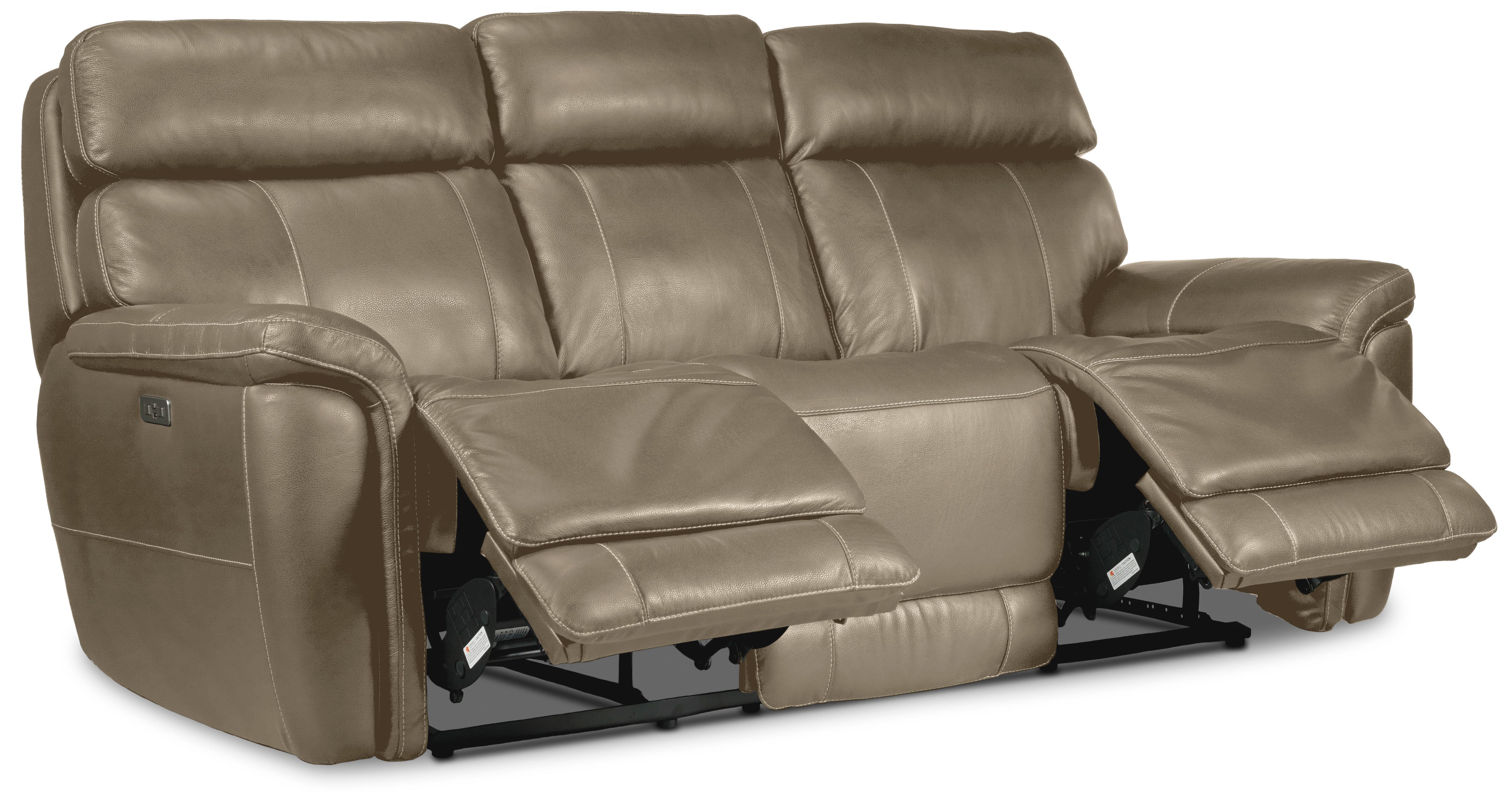 Stallion Leather Dual Power Reclining Sofa and Chair Set - Pebble