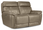 Stallion Leather Dual Power Reclining Loveseat - Pebble