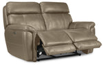 Stallion Leather Dual Power Reclining Sofa, Loveseat and Chair Set - Pebble