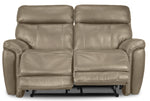 Stallion Leather Dual Power Reclining Loveseat - Pebble