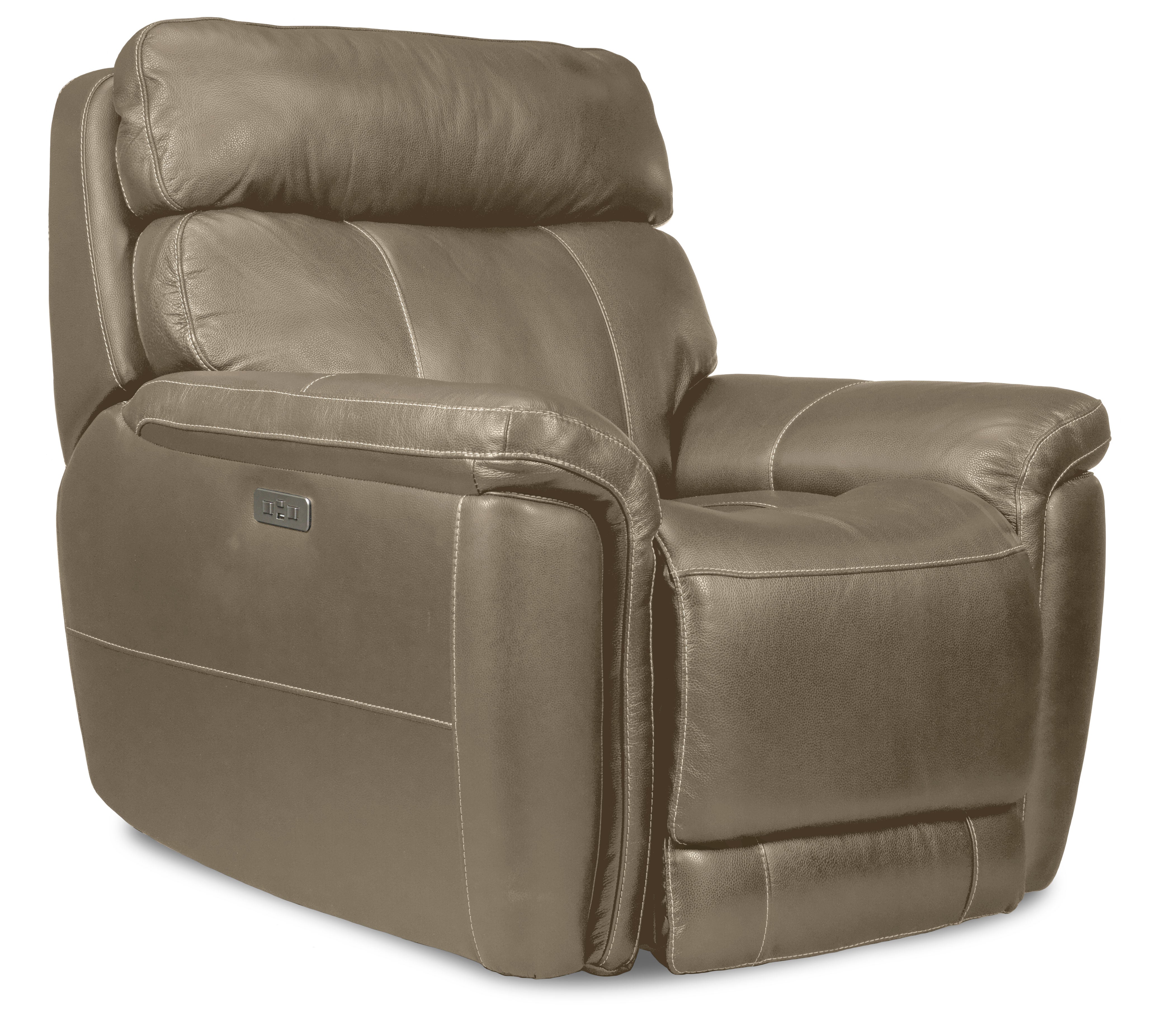 Stallion Leather Dual Power Recliner - Pebble