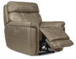 Stallion Leather Dual Power Reclining Sofa, Loveseat and Chair Set - Pebble