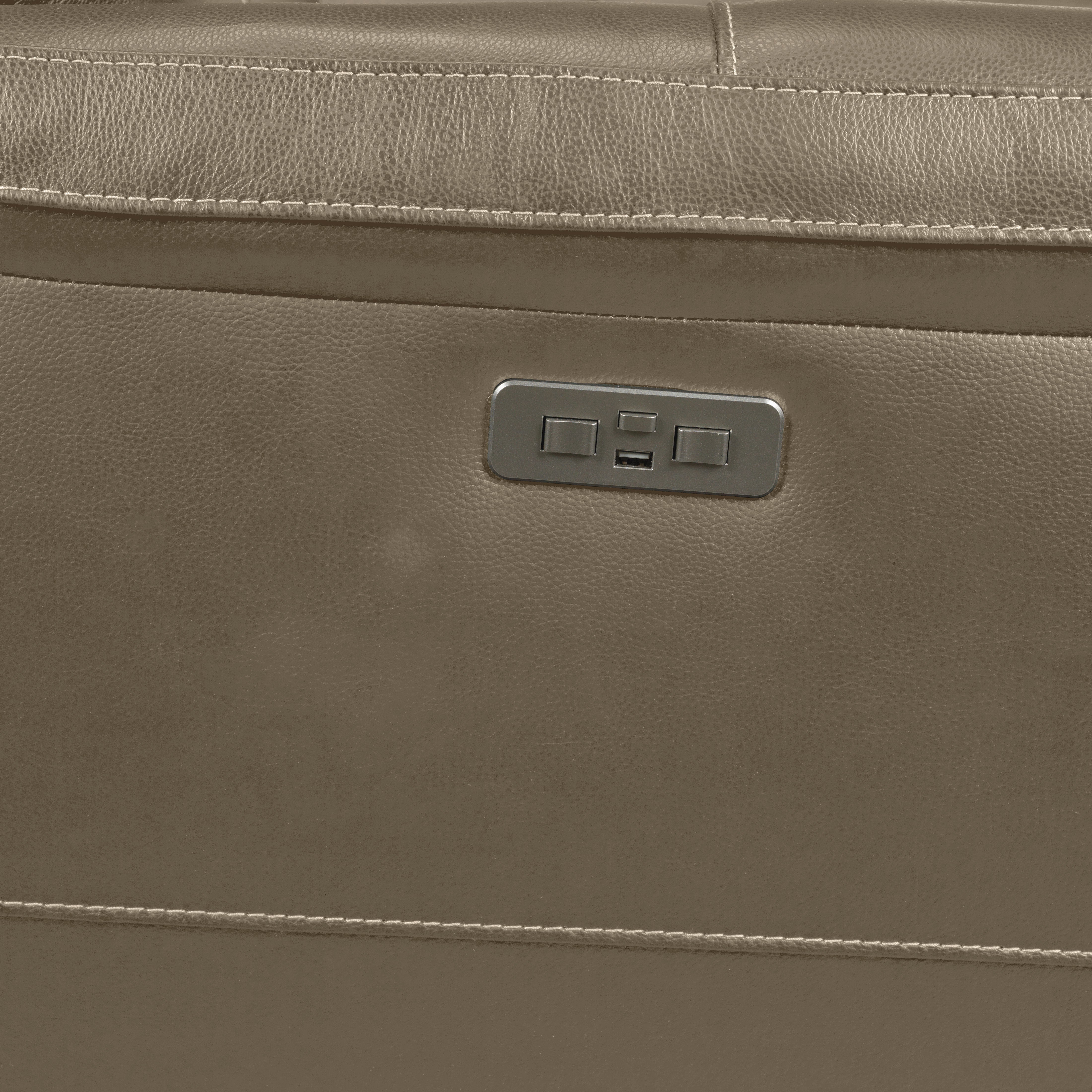 Stallion Leather Dual Power Reclining Loveseat - Pebble