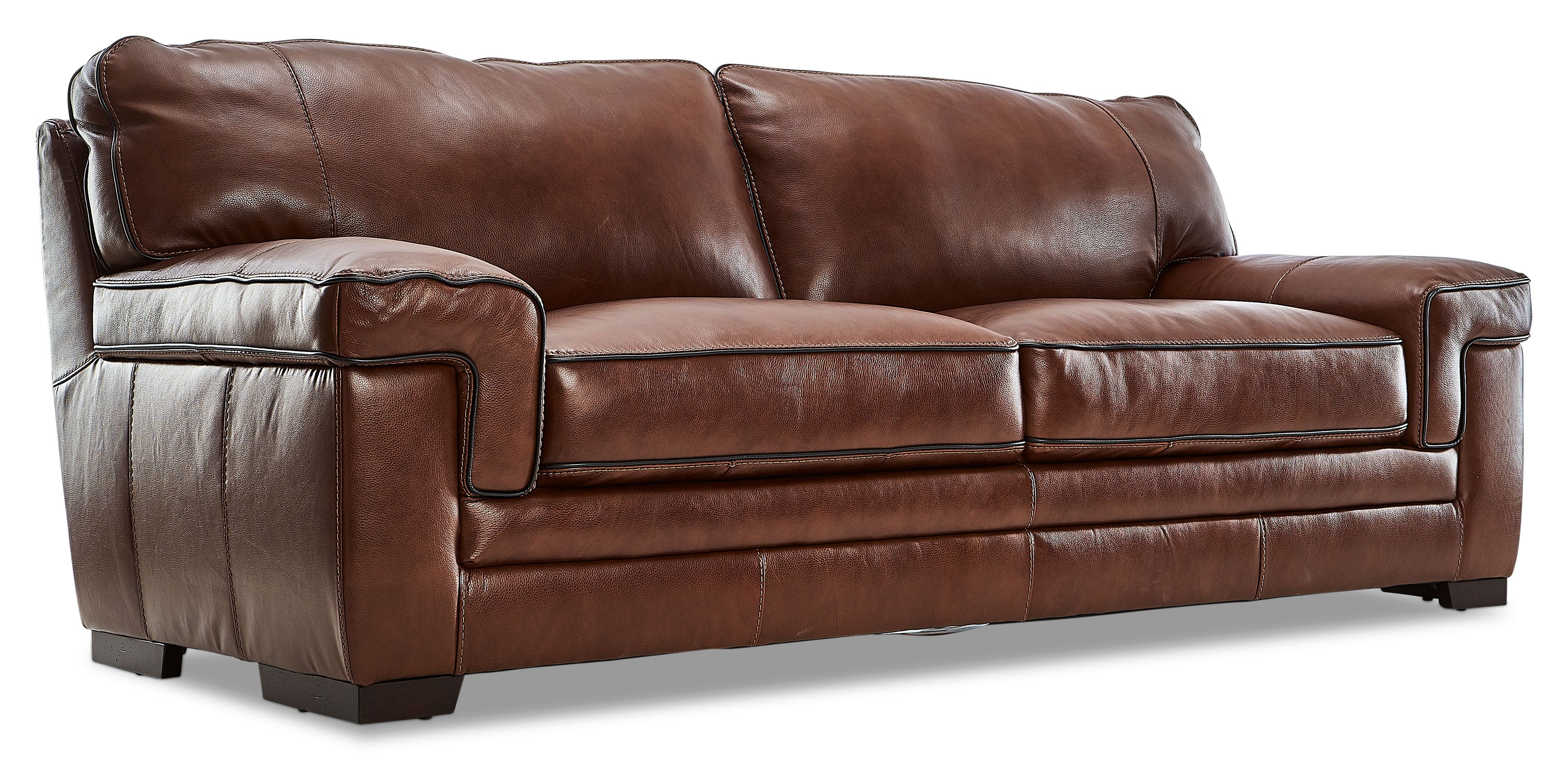 Stampede Leather Sofa and Chair Set - Cognac