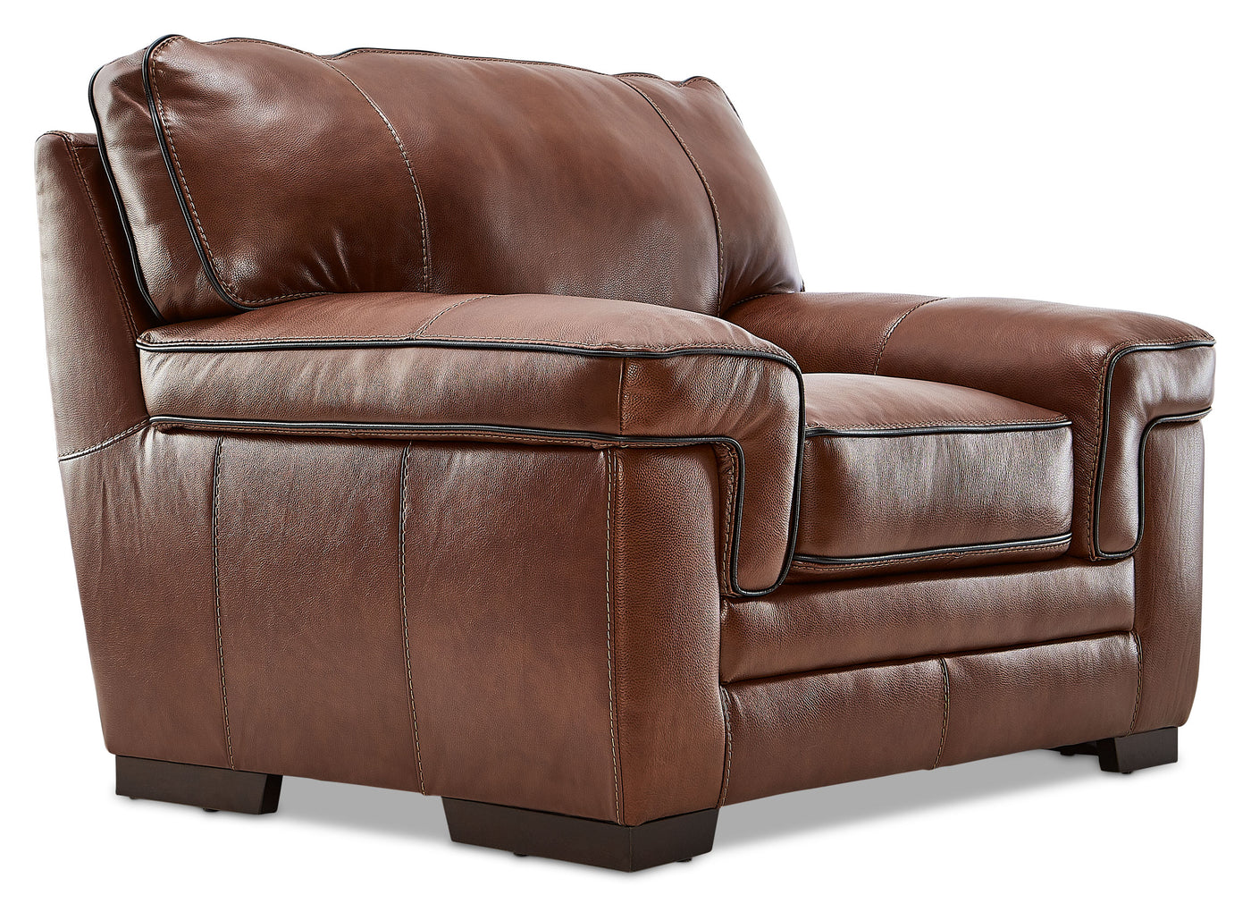 Stampede Leather Sofa, Loveseat and Chair Set - Cognac