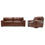 Stampede Leather Sofa and Chair Set - Cognac