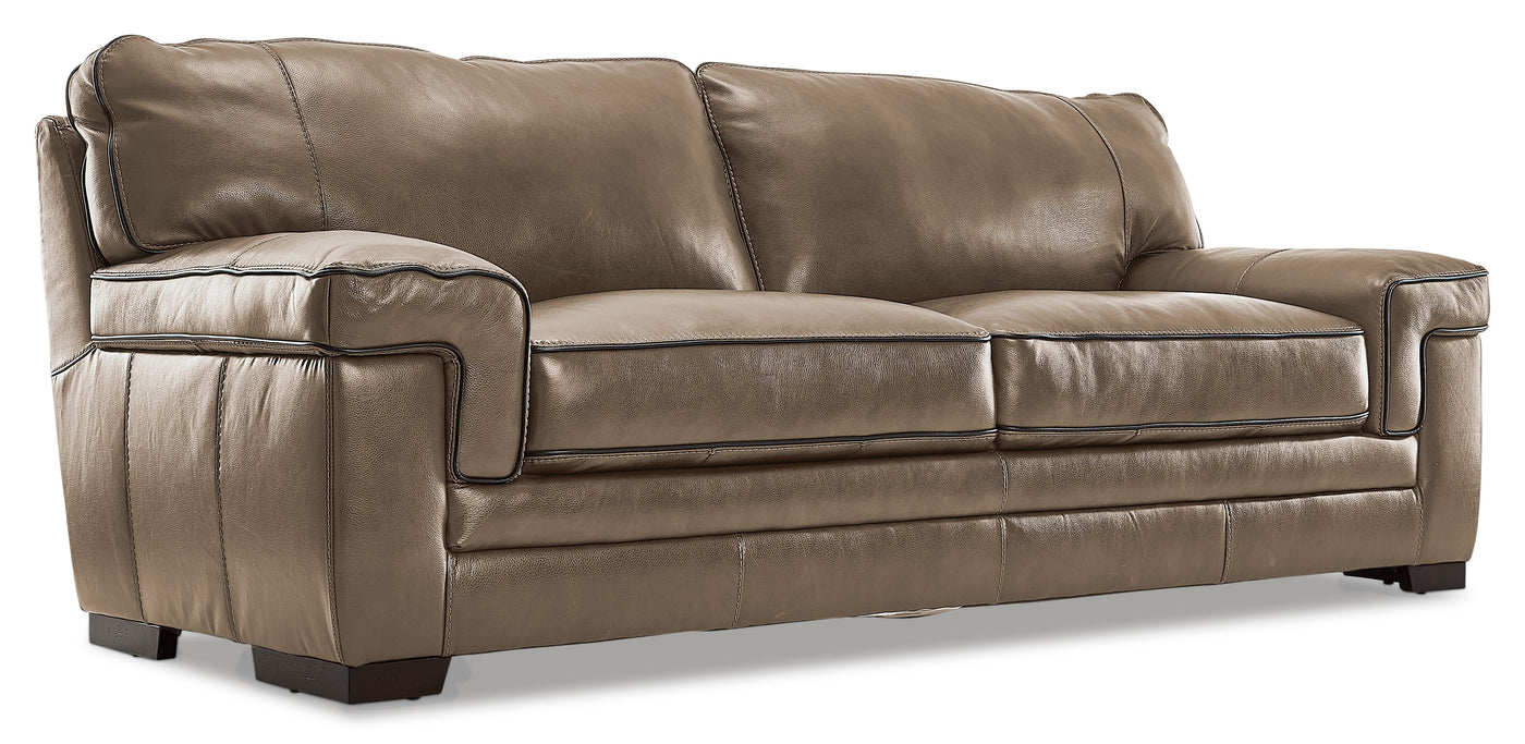 Stampede Leather Sofa and Chair Set - Buff