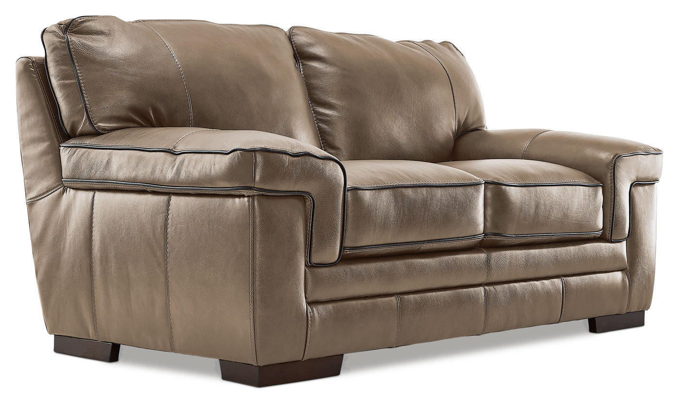 Stampede Leather Sofa and Loveseat Set - Buff