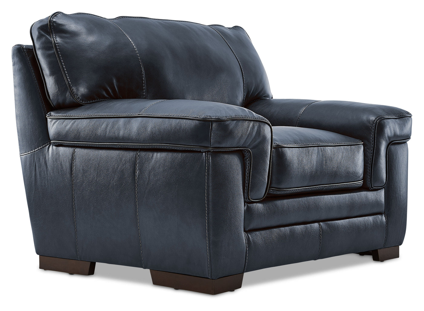 Stampede Leather Sofa and Chair Set - Cobalt