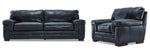Stampede Leather Sofa and Chair Set - Cobalt