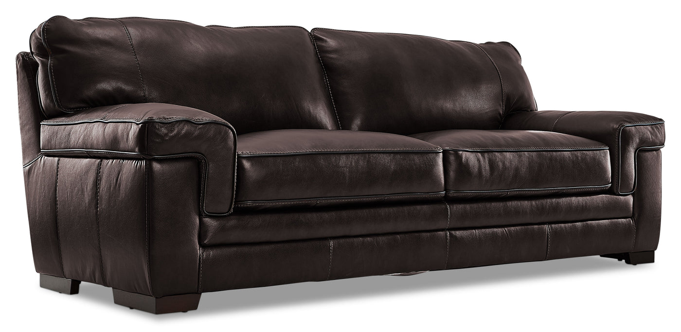 Stampede Leather Sofa and Loveseat Set - Coffee