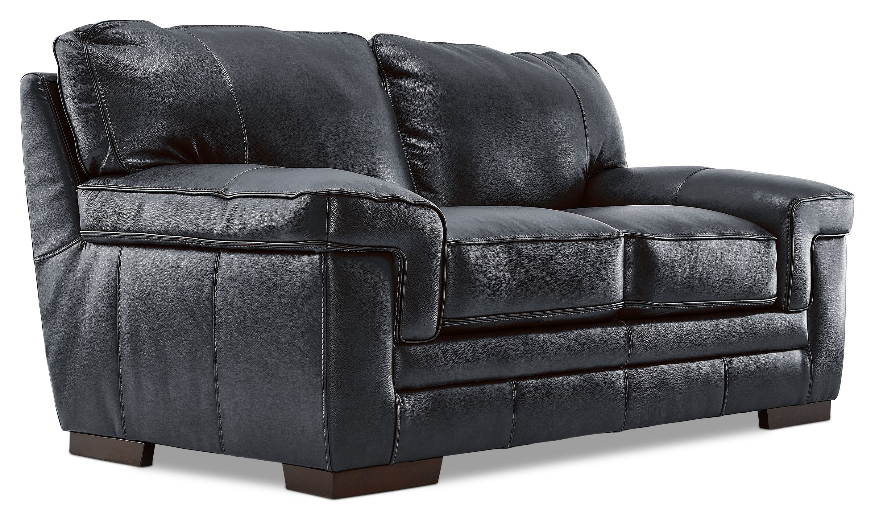 Stampede Leather Sofa and Loveseat Set - Charcoal