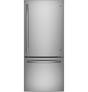 GE Réfrigérateur 20,9 pi³ avec congélateur en bas 30 po acier inoxydable résistant aux traces de doigts GDE21DYRKFS