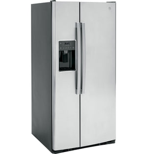 GE Réfrigérateur 23,0 pi³ côte à à-côte 33 po acier inoxydable résistant aux traces de doigts GSS23GYPFS
