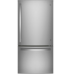 GE Réfrigérateur 24,9 pi³ avec congélateur en bas 33 po acier inoxydable résistant aux traces de doigts GDE25EYKFS