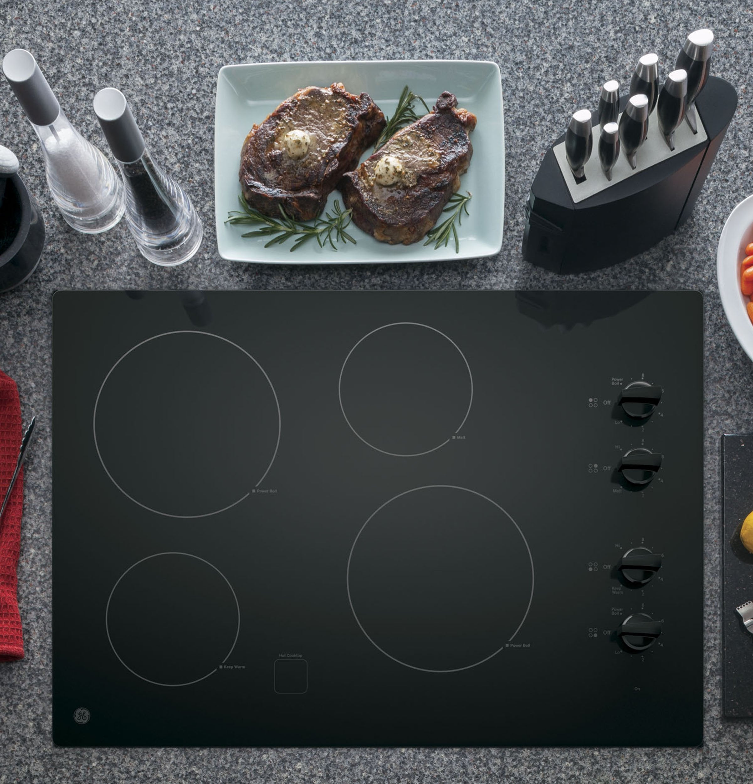 GE Black on Black 30" Electric Cooktop - JP3030DJBB