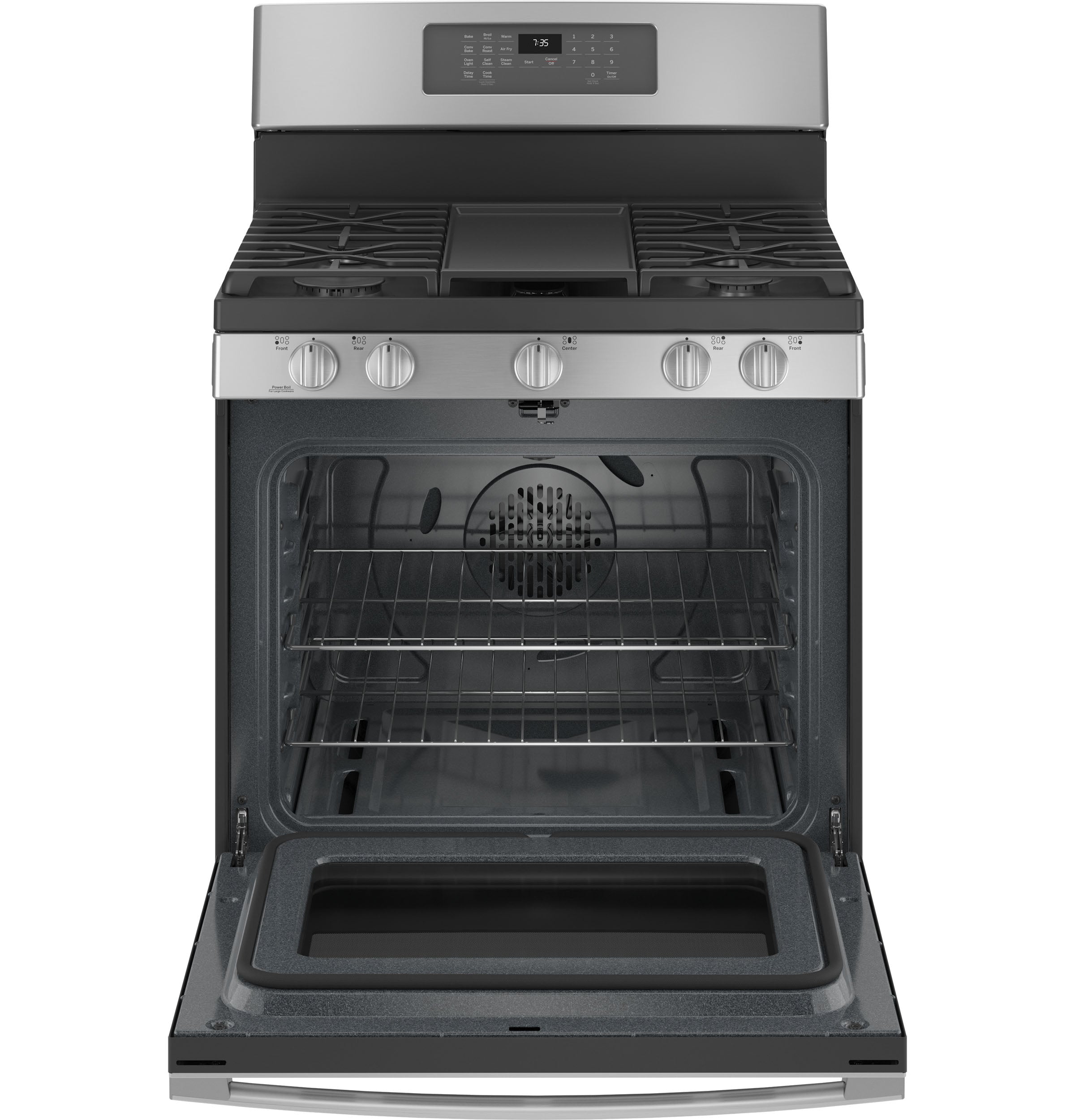 GE Stainless Steel 30" Freestanding Gas Convection Range with Air Fry (5.0 Cu.Ft.) - JCGB735SPSS