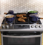 GE Stainless Steel 30" Slide-In Double-Oven Gas Range with Air Fry (6.7 Cu.Ft.) - JCGSS86SPSS