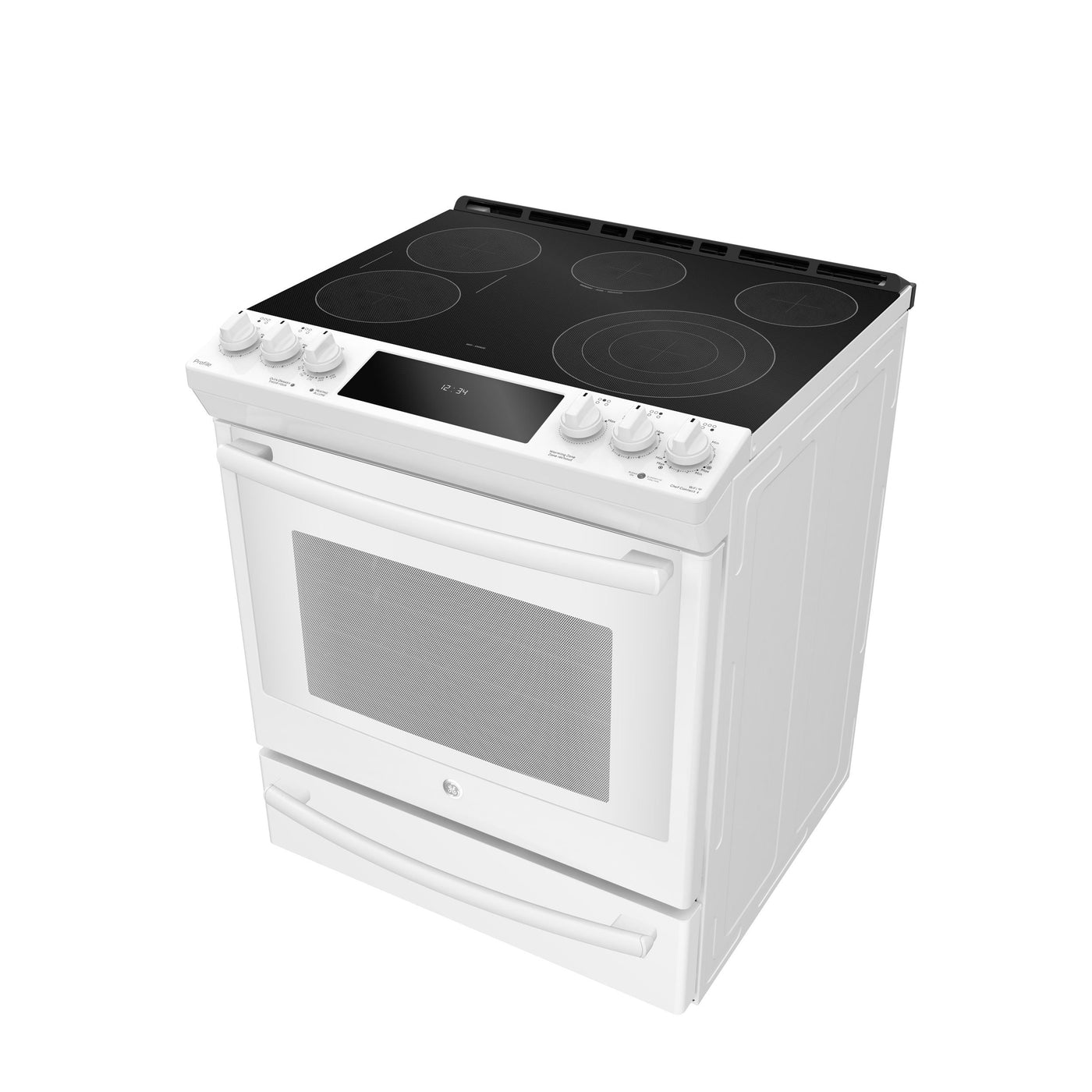 GE Profile White Slide-In Electric Convection Range with Air Fry (6.3 Cu. Ft.) - PCS940DMWW