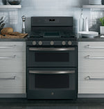 GE Profile Black Slate Freestanding Gas Double Oven Range (6.8 Cu. Ft.) - PCGB960FEJDS