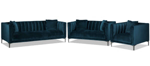 Celina Ens. Sofa, causeuse et fauteuil – bleu