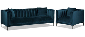 Celina Ens. Sofa et fauteuil – bleu