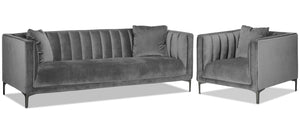 Celina Ens. Sofa et fauteuil – gris pâle