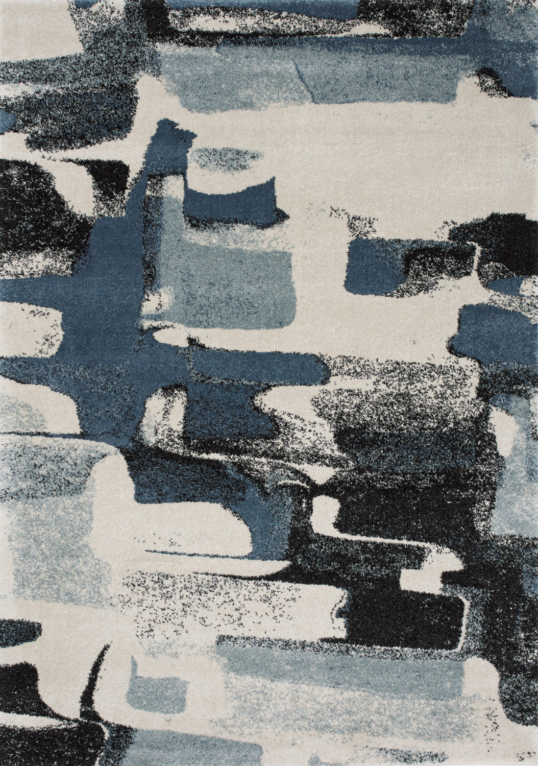 Easterly Uneven Stamps Rug - 8' X 11' - Cream/Blue/Grey